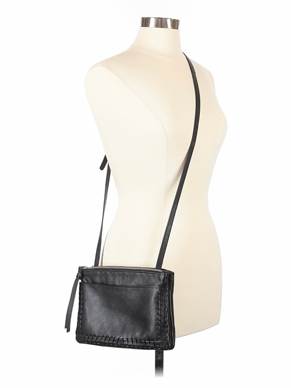 Kooba Black Leather Crossbody Bag with Whipstitch Detail EUC